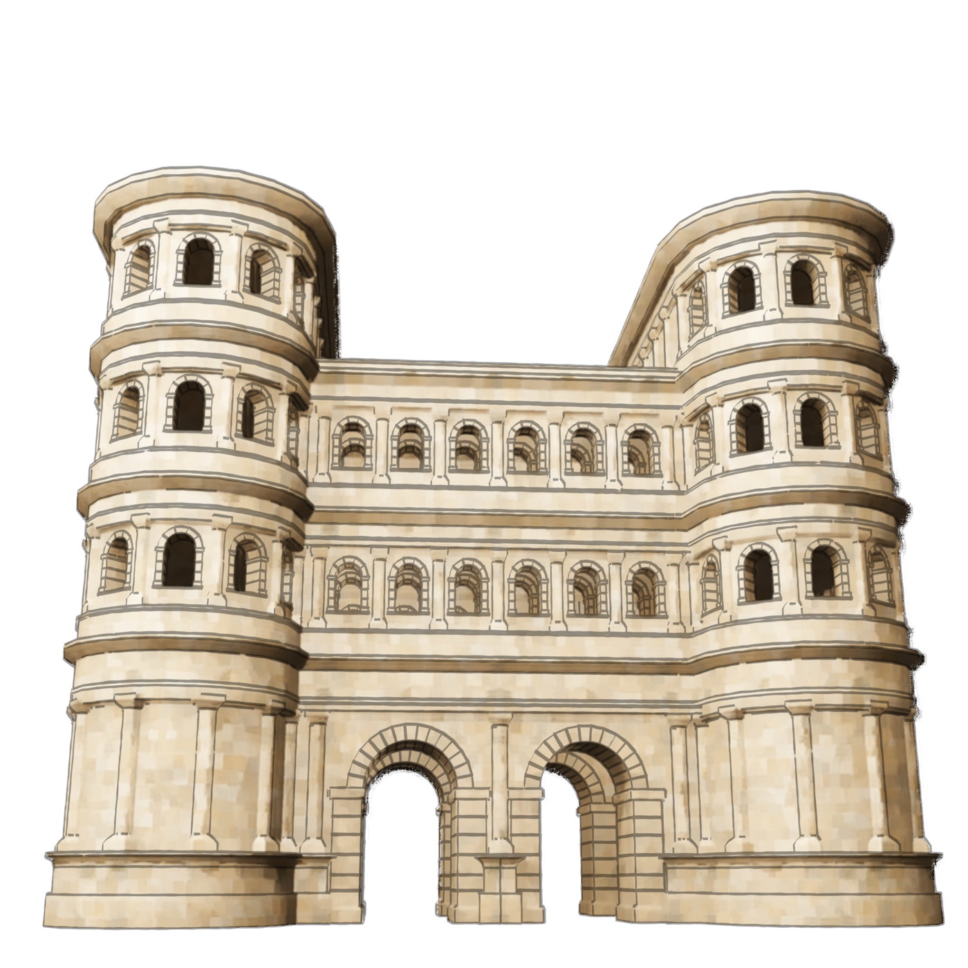 Illustration en couleur de la Porta Nigra, style graphique