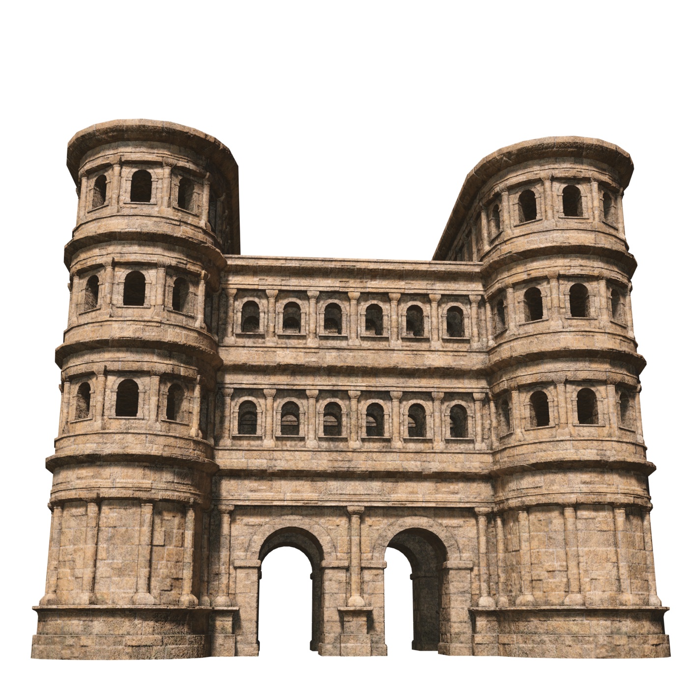 Rendu réaliste de la Porta Nigra restituée
