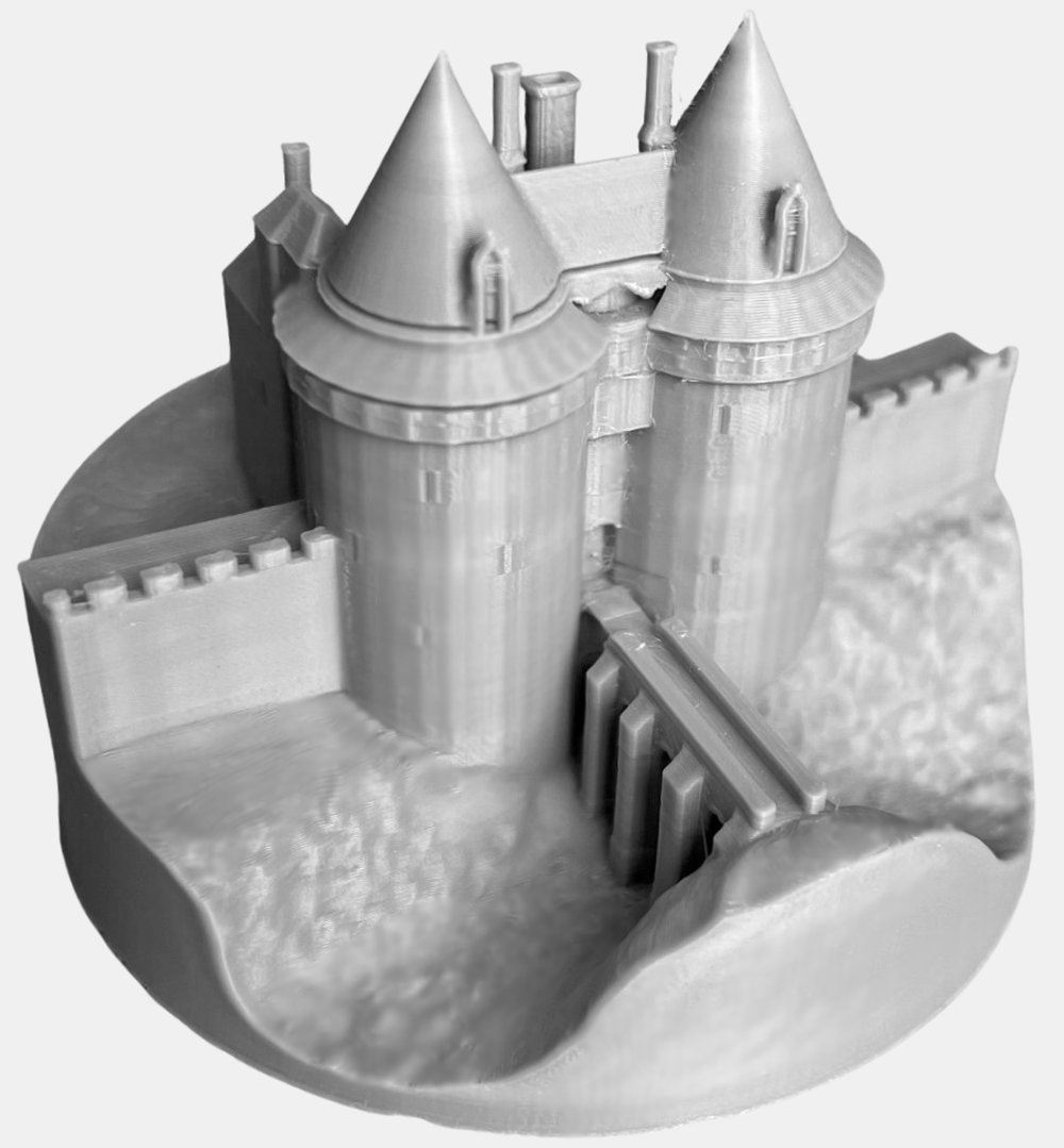 Maquette de la porte de Laon du château de Coucy, imprimée en 3D d'après la restitution numérique