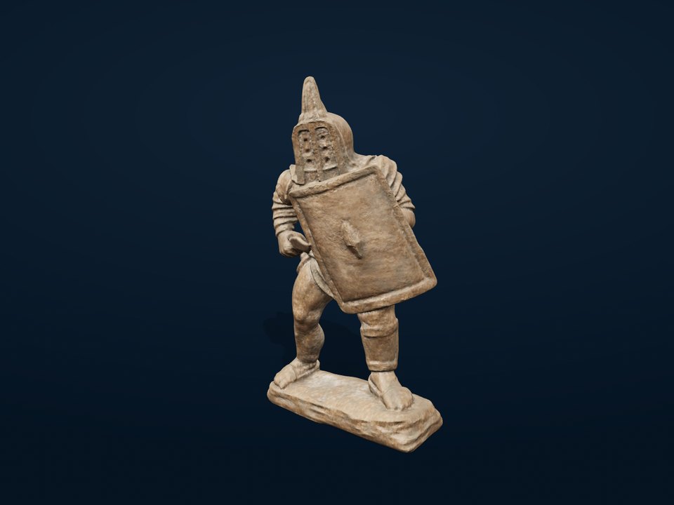 Visionneuse 3D affichant la statue restituée d'un gladiateur